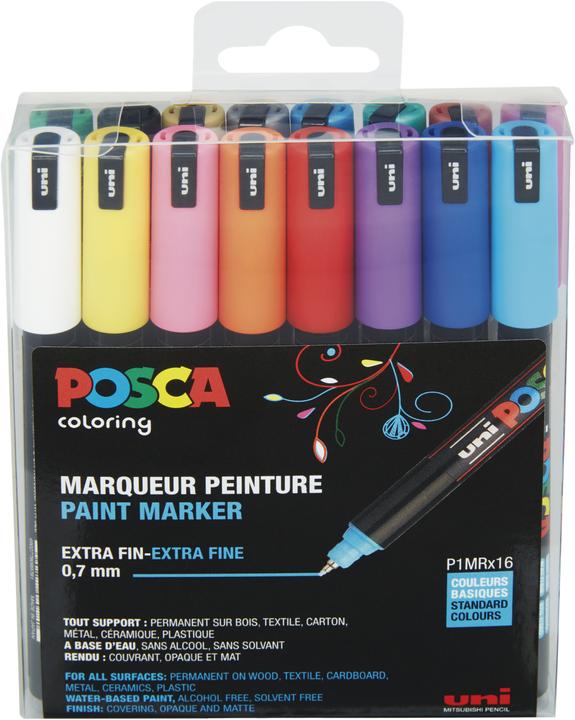 Produktbild Posca Marker PC-1MR Fineliner (Farbig sortiert, 0.70 mm, 16 x)
