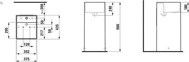 Immagine prodotto Laufen Lavabo KARTELL 375x435x900mm frst o ÜL 2 HL m Linea Dek (435 mm, 375 mm)