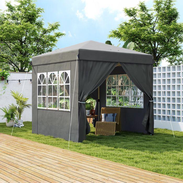 Produktbild Swisshandel24 Faltpavillon 2,5x2,5m, wasserabweisend, mit 4 Seitenteilen, Dunkelgrau (250 cm, 250 cm)