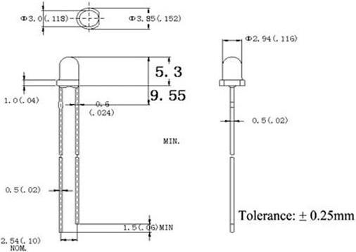 Velleman Blue Led 3mm Waterclear 2200Mcd 20Ma