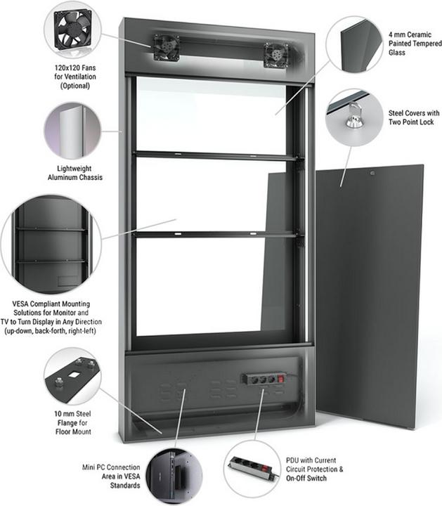 Image du produit DSS Stèle d'intérieur Portrait,écran 43",argent/noir