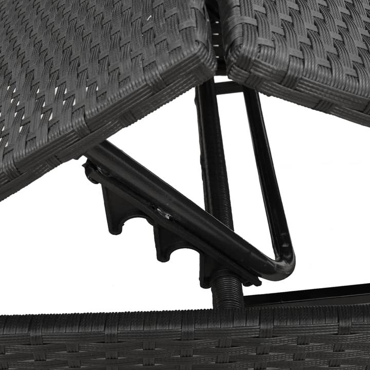 Produktbild VidaXL Sonnenliege mit Tisch Gartenliege Relaxliege 2 Stk. Schwarz Poly Rattan (35 cm)
