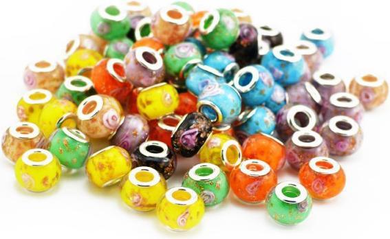 Produktbild Hermex Glas Bead Perle versilbert 925 - Gelb (Silber 925, Glas)
