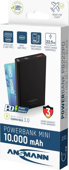 Actual product image Ansmann PB222PD (10000 mAh, 22.50 W, 38.50 Wh)