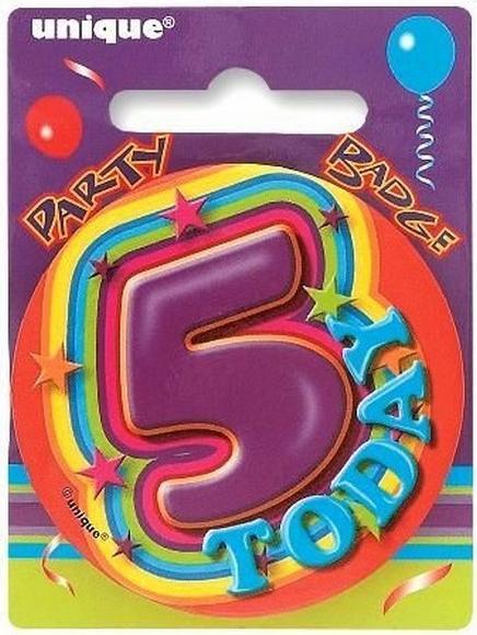 Unique Party Regenbogen Abzeichen Today 5. Geburtstag