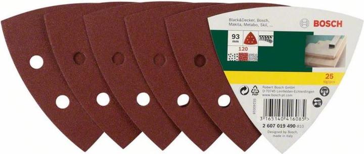 Image du produit Bosch Zubehör Set de feuilles abrasives pour ponceuses Delta, 93 mm, 120, 6 trous, pack de 25 (120)