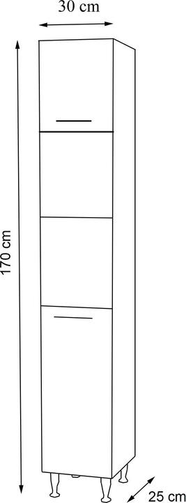 Produktbild VCM Holz Badmöbel Badregal Badezimmer Badschrank Hochschrank Drehtüren Lisalo (30 x 25 x 170 cm)