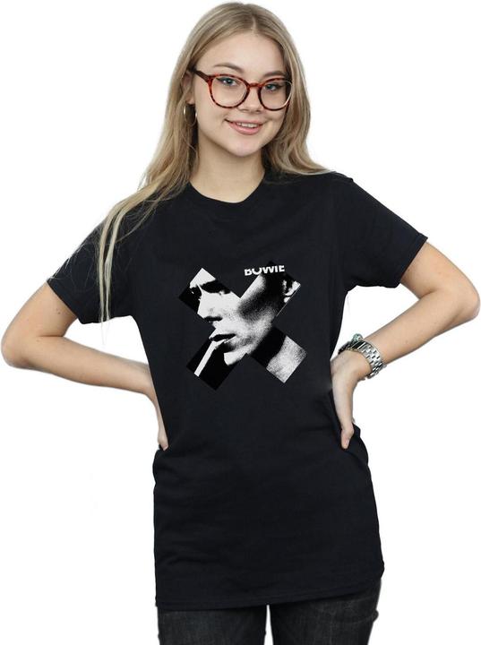 Actual product image David Bowie Womens/Ladies Cross Smoke Boyfriend Fit Cotton Boyfriend T-Shirt (XL)