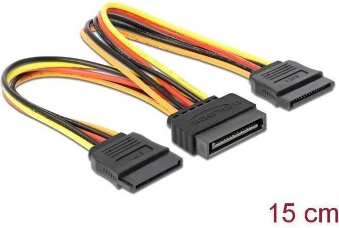 Image du produit Delock Câble d'alimentation SATA 15 broches mâle - 2 x alimentation SATA 15 broches femelle