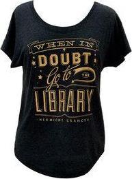 Actual product image Out of Print When In Doubt, Go to the Library Women's Relaxed Fit T-Shirt Large (L)