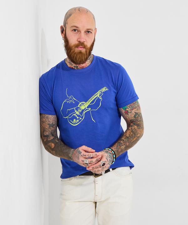Actual product image Joe Browns Guitar Sketch Graphic Acid Wash Short Sleeve T-Shirt (XL)