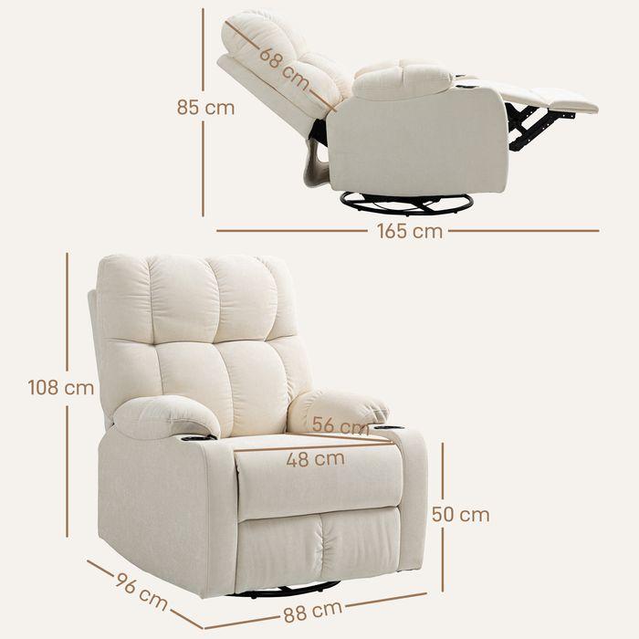 Produktbild Swisshandel24 Relaxsessel Drehbar Fernsehsessel mit Liegefunktion, Schaukelfunktion Beige