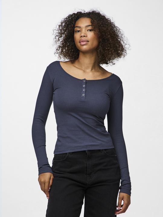 Actual product image Pieces Front buttoned ribbed top (XS)