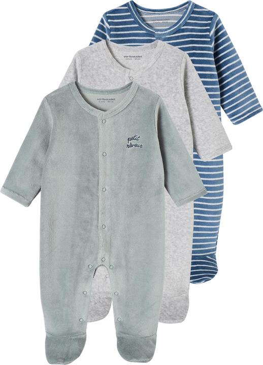 Vertbaudet 3er-Pack Baby Samt-Strampler BASIC
