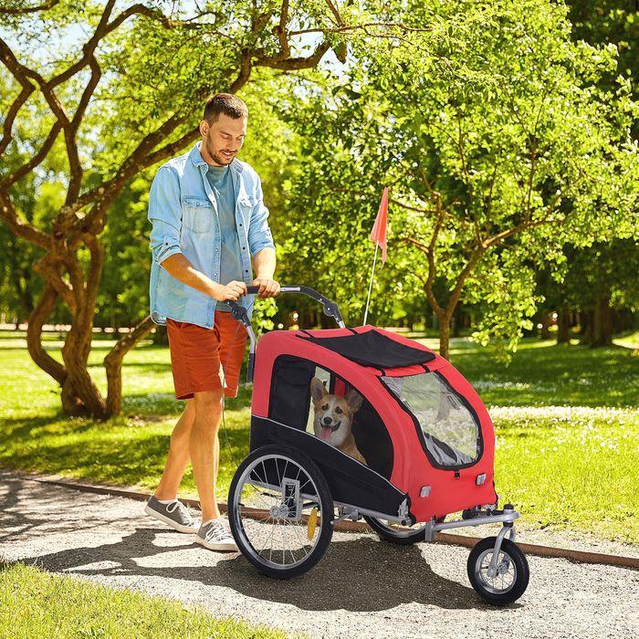 Actual product image Swisshandel24 Dog trailer jogger bike trailer dogs dog bike trailer red+black 155 x 83 x 108 cm