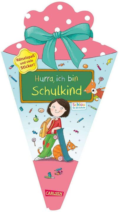 Schlau für die Schule: Hurra, ich bin Schulkind (Schultüte rosa/blau) (30.70 cm, 1 x)