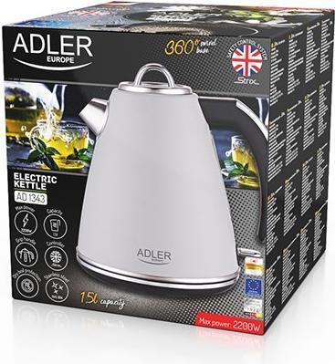 Productafbeelding Adler AD 1343g Elektrisch, 2200 W, 1.5 L, Roestvrij staal, 360 ° draaibare voet, Grijs (1.50 l)