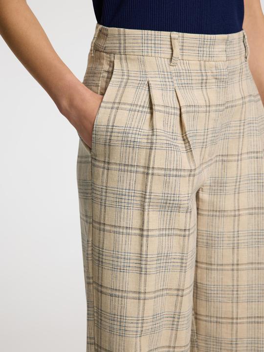 Image du produit Selected Femme Leinenmix Karo Hose mit weitem Bein (34)