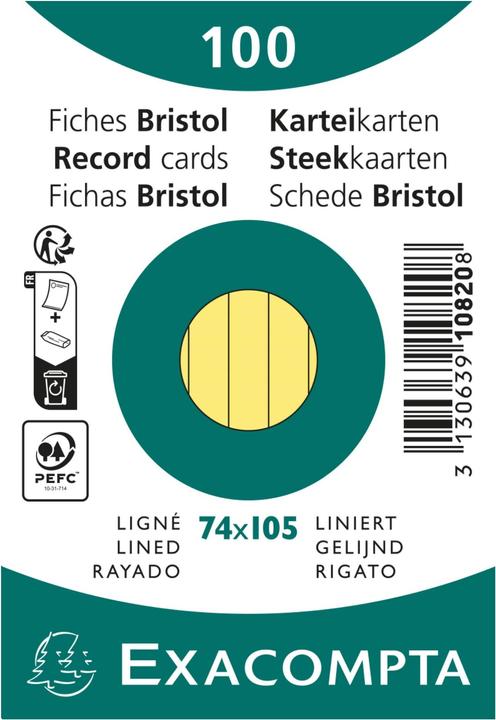 Image du produit Exacompta Fiches (74 x 105 mm, 205 g/m², 100 x)