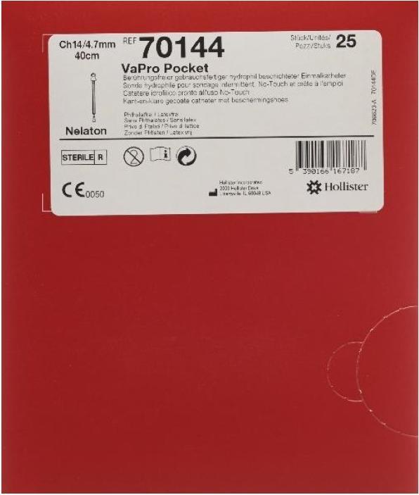 Actual product image Hollister VaPro Pocket 1x Catheter CH14 40cm 25 pcs.