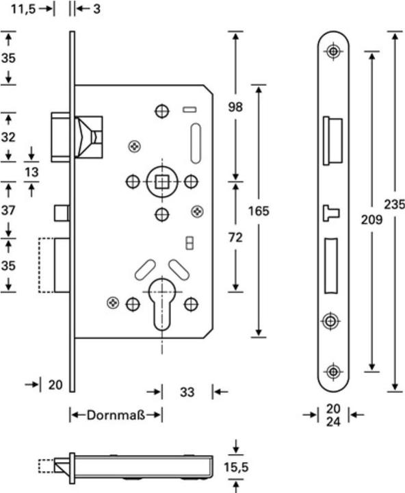 Productafbeelding SSF Paniek insteekslot Serie 20 APK Paniekfunctie E afgerond 24/65/72/9 mm DIN rechts Roestvast staal... (Insteekslot)