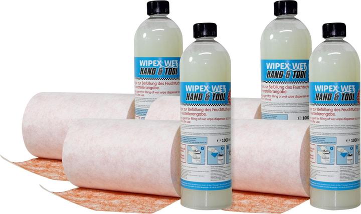 Actual product image Nordvlies Wet wipe dispenser WIPEX-WET Hand & Tool refill pack 4 rolls of non-woven fabric with 120 (4 x)