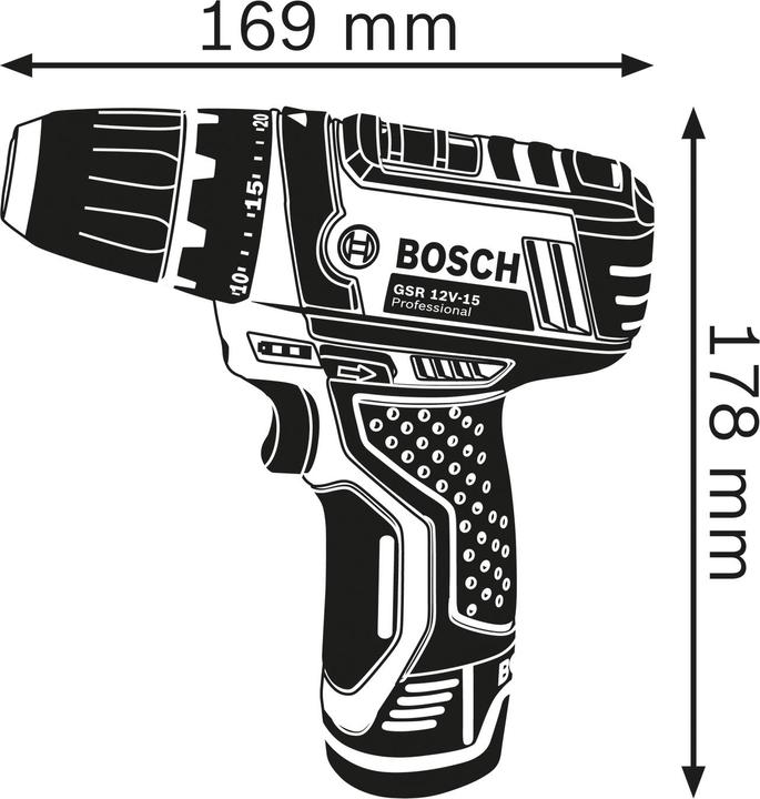 Actual product image Bosch Professional GSR 12V-15 (Rechargeable battery operated)