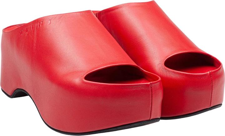 Produktbild Marni slide with chunky clog in red leather (36)