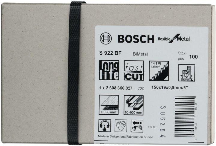 Produktbild Bosch Professional Zubehör Säbelsägeblatt S 922 BF, Flexible for Metal, 100er-Pack