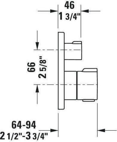 Image du produit Duravit Thermostat de baignoire C.1 UP avec robinet d'arrêt/inverseur carré chromé