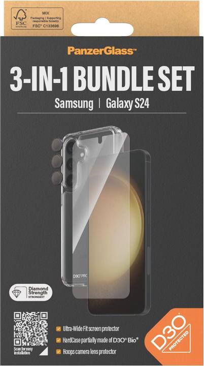 Produktbild PanzerGlass Bundle Ultra Wide FIt Glass + Case + Lens (1 Stück, Samsung Galaxy S24)
