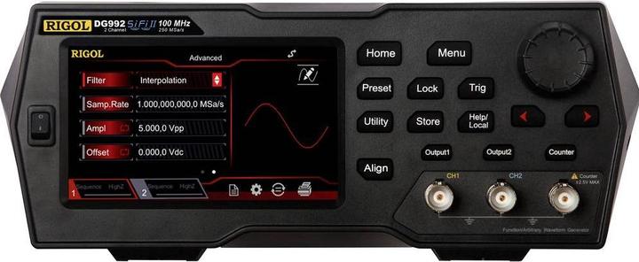 Rigol DG992 Generatore di funzioni alimentato a rete 100MHz (max) a 2 canali arbitrario, triangolo