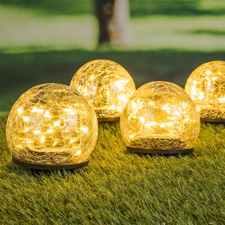 Immagine prodotto HI Solar-Kugelleuchten Crackle Glas mit Erdspiess, 8er-Set