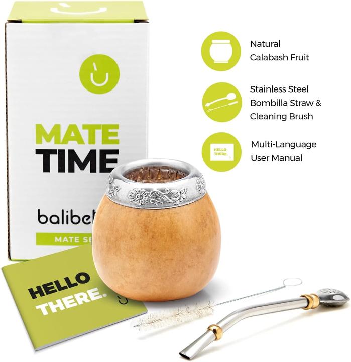 Image du produit Balibetov Set aus natürlicher Kürbistasse für Mate Tee (200 ml, 1 x)