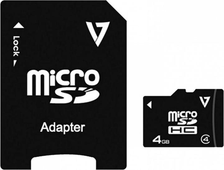 Produktbild V7 Micro SDHC Class 4 und Adapter (4 GB, SDHC)