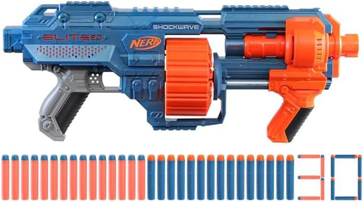 Produktbild Nerf Elite 2.0 Shockwave RD-15 Blaster, 30 Darts, 15-Dart Rotationstrommel, Schnellfeuer, mit E