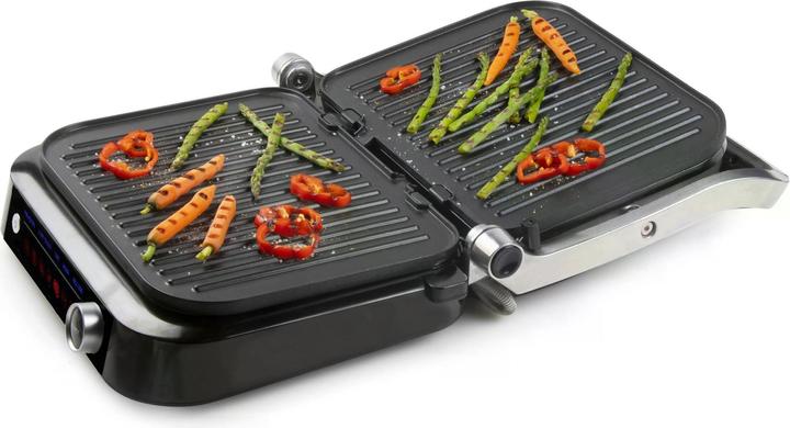 Produktbild Domo Genius Elektro Kontaktgrill Antihaftbeschichtung, mit Display Edelstahl, Schwarz (EU-Stecker)