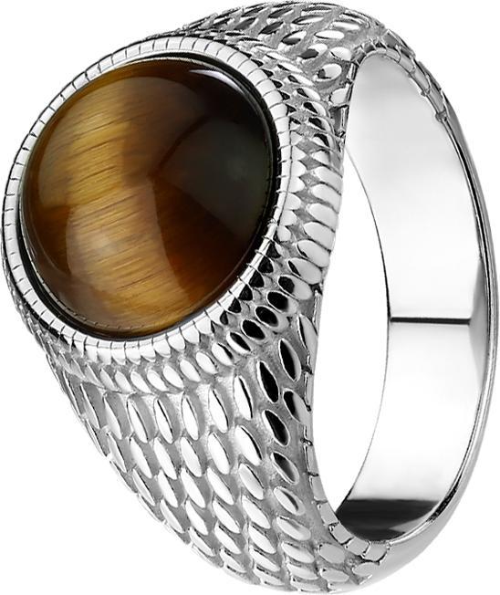 Produktbild Star Piercing Ring silber Eidechsenhaut mit Tigerauge Stein (55, 950 Platin)