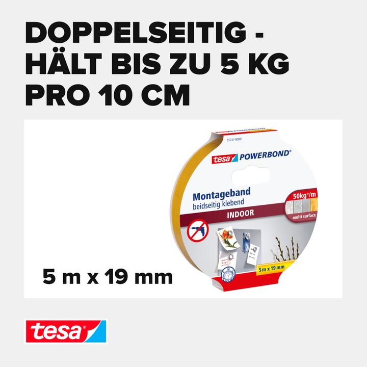 Produktbild tesa Powerbond INDOOR doppelseitiges Montageband (19 mm)
