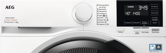 Produktbild AEG LR7G60489 wasmachine Voorbelading 8 kg 1400 RPM A Wit (8 kg, Links)