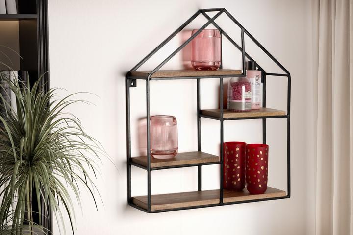Image du produit FineBuy Étagère murale FB92219 Métal Noir (50 x 60 x 14 cm)