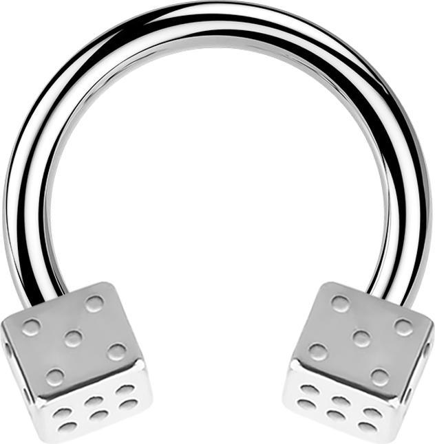 Star Piercing Circular Barbell silber mit zwei Würfel (Chirurgenstahl 316L, ohne Messing)