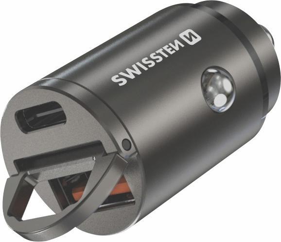 Produktbild Swissten Car Adapter Power Delivery USB-C + Super Charge 3.0 30W NANO
