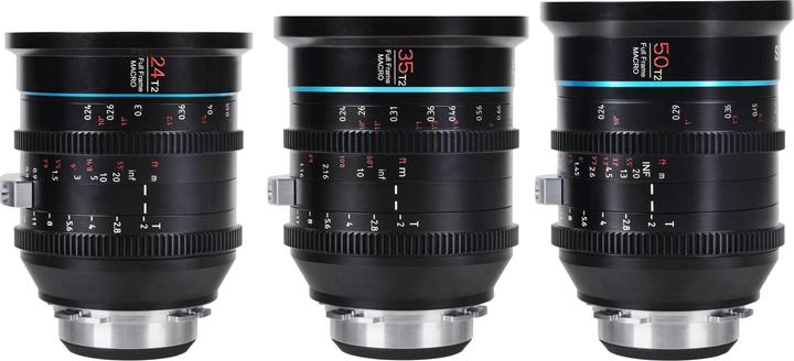 Immagine prodotto Sirui Set di 3 obiettivi Jupiter 24mm/35mm/50mm T2 Macro Cine Full Frame con attacco PL (Arriva PL, Full-frame)
