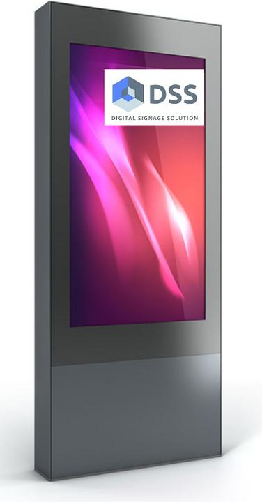 DSS Outdoor stele portrait, 75" screen, aluminium
