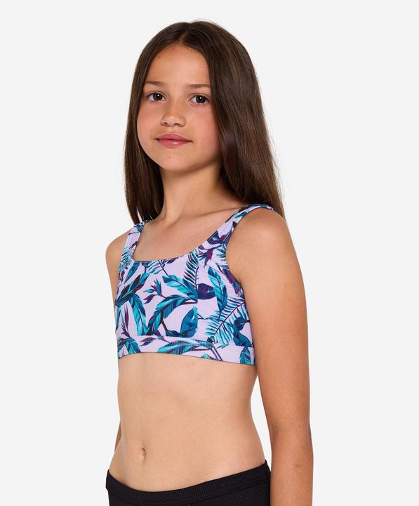 Produktbild Olaian Bikini-Oberteil Mädchen Bustier verstellbar 500 Nora violett geblümt (10, 11, 12)