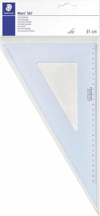 Actual product image Staedtler Drawing triangle Mars, 45 degrees, hypotenuse: 320 mm made of Plexiglas, with ink edge, scaling (310 mm)