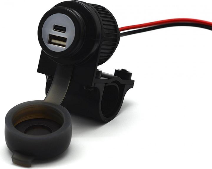 Actual product image Albrecht Duo USB A+C socket motorbike 12/24V