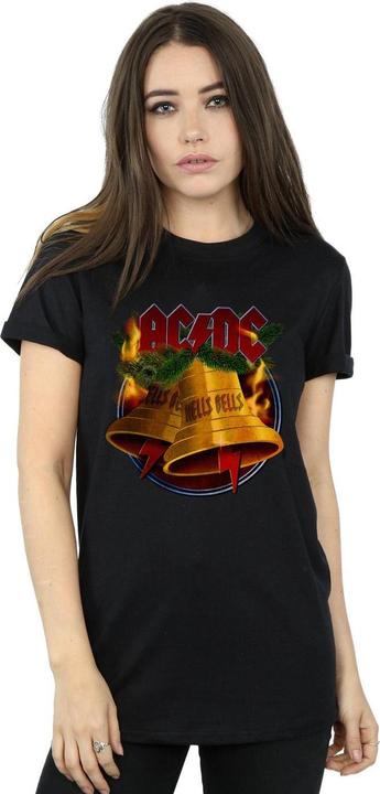 Actual product image AC/DC Womens/Ladies Christmas Hells Bells Cotton Boyfriend T-Shirt (XL)