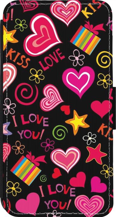 Produktbild PhoneLook Hülle Wallet schwarz Valentine 2023 love symbols (Apple iPhone 14 Pro)